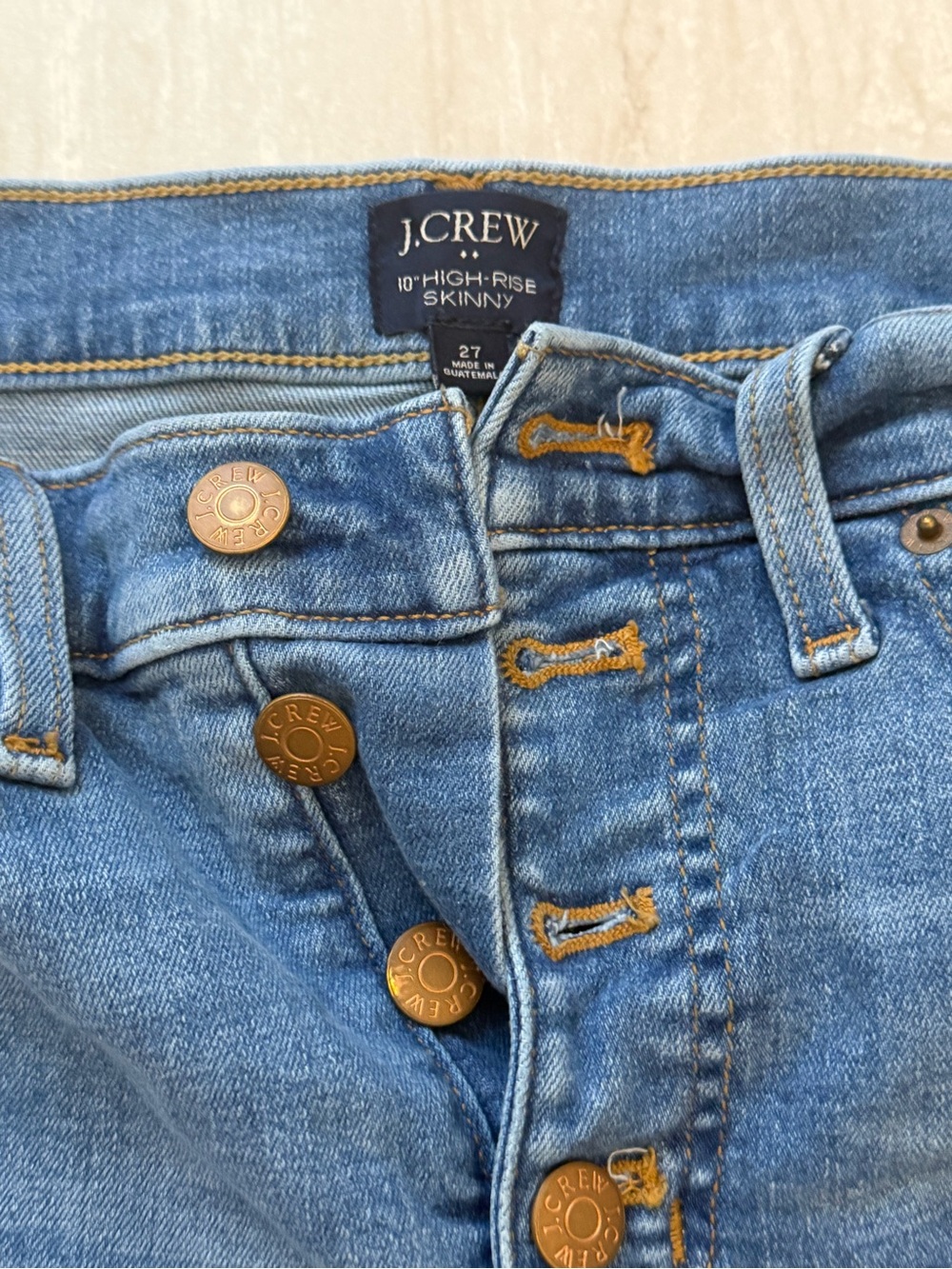 J. Crew Medium Blue High-Rise Skinny Jeans with Copper Buttons
